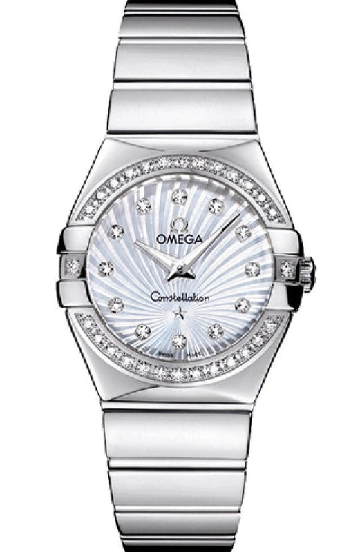  Shop Authentic Omega Constellation Quartz Diamonds Silver Dial Silver Steel Strap Watch for Women - 123.15.27.60.55.004 - Luxxuri