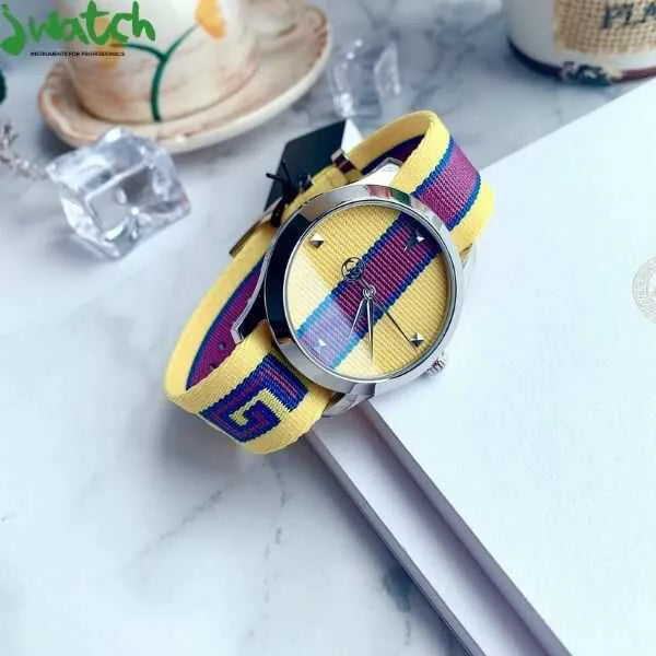  Shop Authentic Gucci G Timeless Quartz Yellow & Purple Dial Yellow & Purple NATO Strap Watch For Men - YA1264069 - Luxxuri