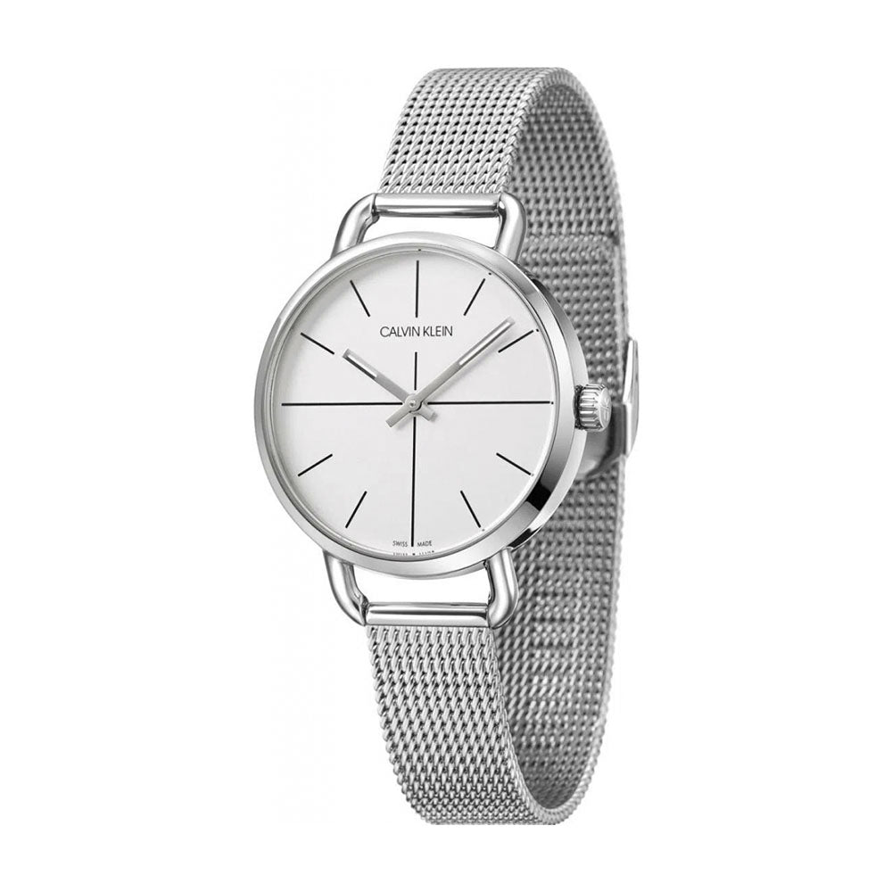  Shop Authentic Calvin Klein Even White Dial Silver Mesh Bracelet Watch for Women - K7B23126 - Luxxuri