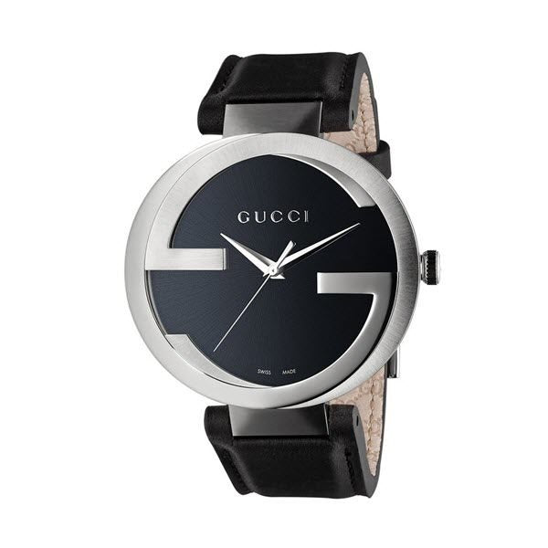  Shop Authentic Gucci Interlocking G Iconic Black Dial Black Leather Strap Watch For Men - YA133205 - Luxxuri