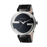  Shop Authentic Gucci Interlocking G Iconic Black Dial Black Leather Strap Watch For Men - YA133205 - Luxxuri