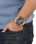  Shop Authentic Versace V-Ray Chronograph Quartz Blue Dial Two Tone Steel Strap Watch For Men - VE2I01021 - Luxxuri