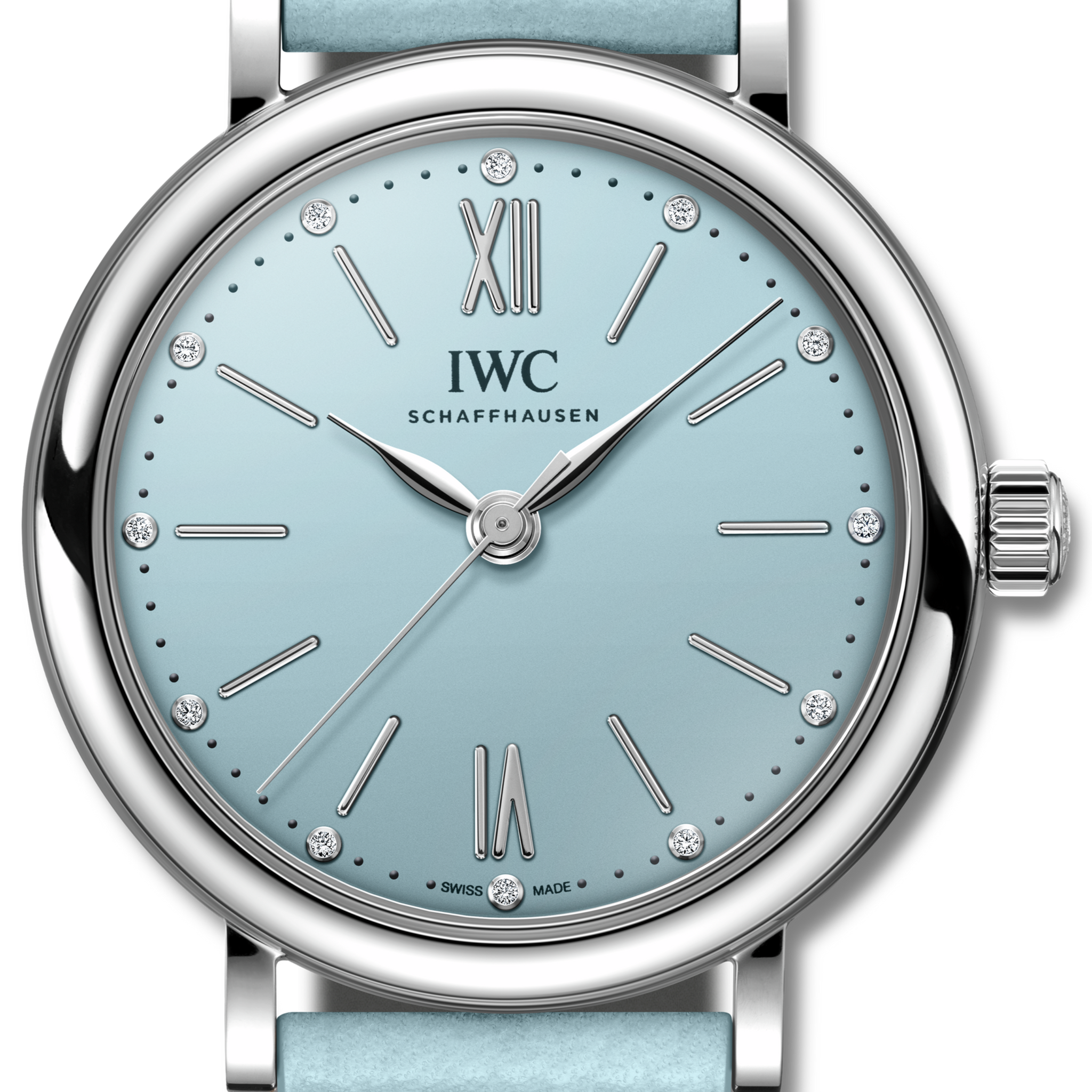 IWC Portofino Automatic Blue Dial Blue Leather Strap Watch for Women - IW357416