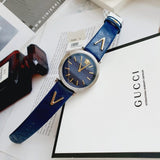 Shop Authentic Versace V-Twist Quartz Blue Dial Blue Leather Strap Watch for Women - VELS00119 - Luxxuri