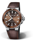  Shop Authentic Oris Aquis Date Brown Dial Brown Leather Strap Watch for Men - 0173377304152-0752412EB - Luxxuri