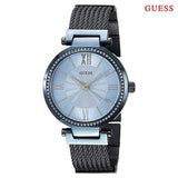  Shop Authentic Guess Soho Diamonds Blue Dial Blue Mesh Bracelet Watch For Women - W0638L3 - Luxxuri