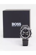  Shop Authentic Hugo Boss Chronograph Black Dial Black Leather Strap Watch for Men - 1513864 - Luxxuri