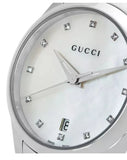  Shop Authentic Gucci G Timeless Diamonds Mother of Pearl Dial Silver Steel Strap Watch For Women - YA126542 - Luxxuri