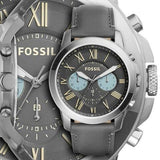  Shop Authentic Fossil Grant Chronograph Gunmetal Grey Dial Grey Leather Strap Watch for Men - FS5183 - Luxxuri