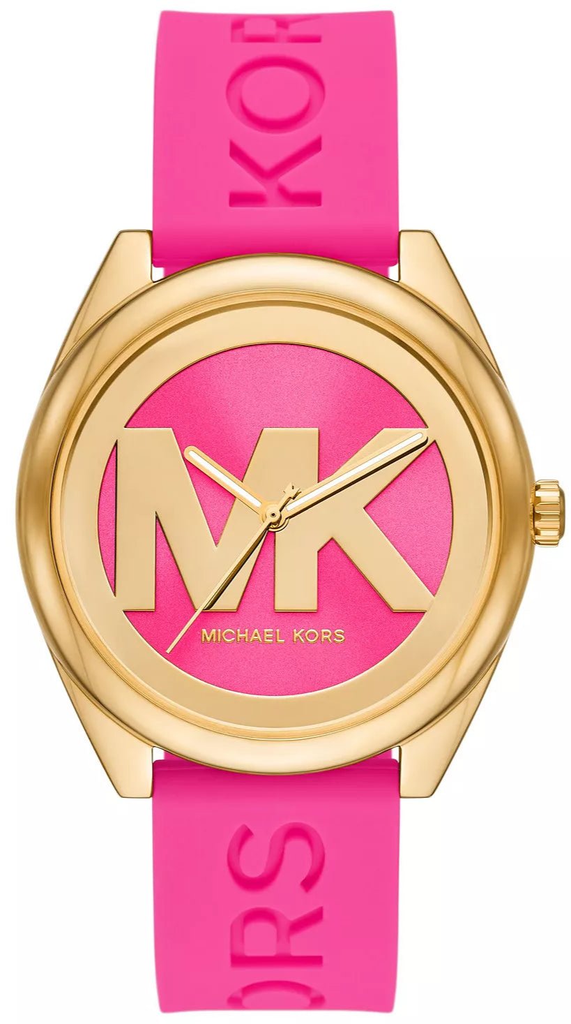  Shop Authentic Michael Kors Janelle Quartz Pink Dial Pink Rubber Strap Watch For Women - MK7349 - Luxxuri