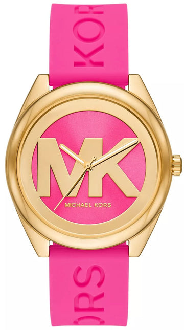 Shop Authentic Michael Kors Janelle Quartz Pink Dial Pink Rubber Strap Watch For Women - MK7349 - Luxxuri