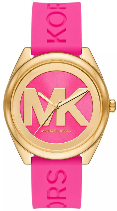  Shop Authentic Michael Kors Janelle Quartz Pink Dial Pink Rubber Strap Watch For Women - MK7349 - Luxxuri