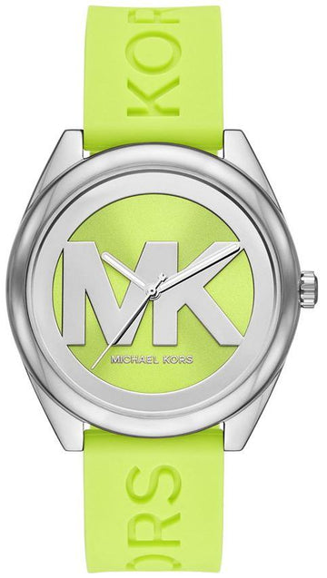  Shop Authentic Michael Kors Janelle Three Hand Neon Green Dial Neon Green Rubber Strap Watch For Women - MK7351 - Luxxuri