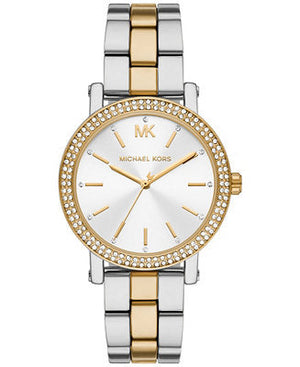  Shop Authentic Michael Kors Corey Analog Silver Dial Two Tone Steel Strap Watch for Women - MK7348 - Luxxuri