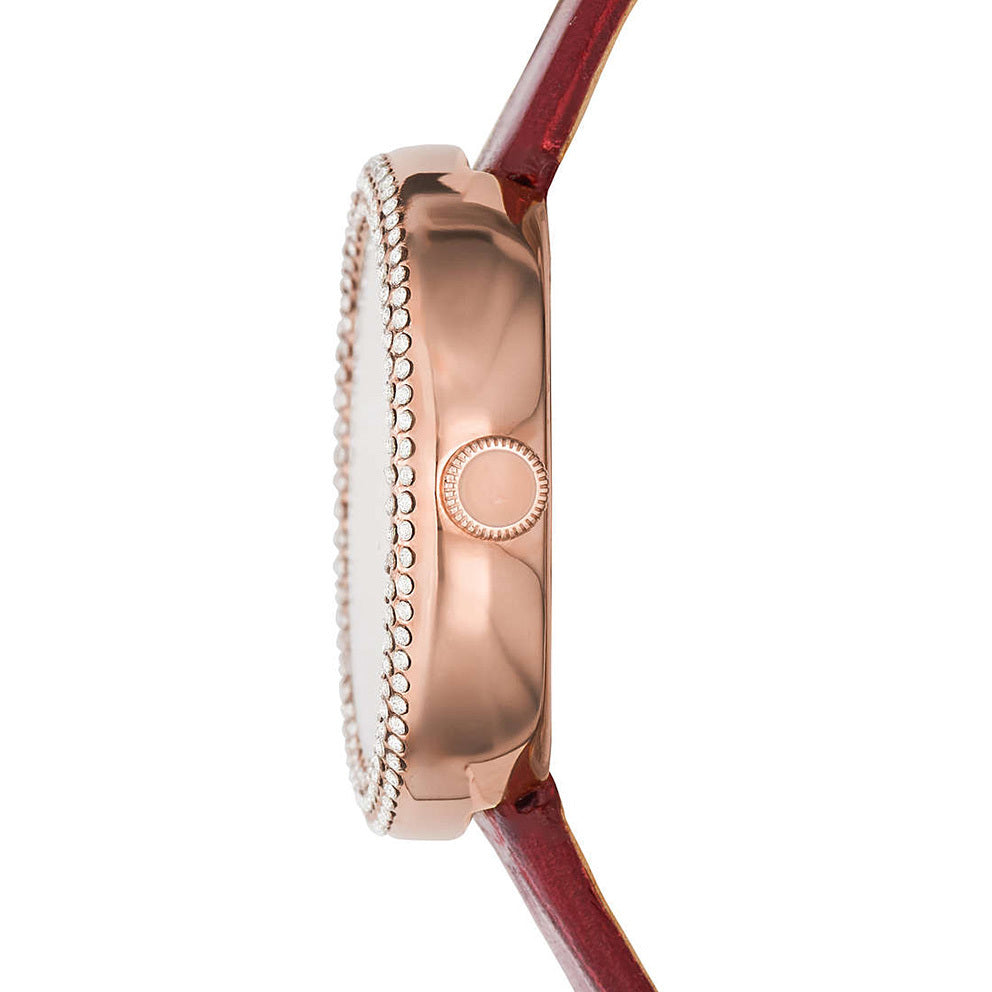  Shop Authentic Emporio Armani Rosa Two Hand White Dial Red Leather Strap Watch For Women - AR11357 - Luxxuri