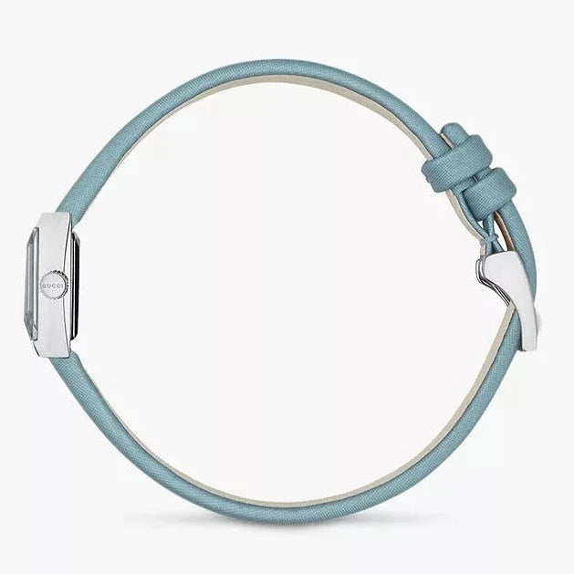  Shop Authentic Gucci G-Frame Pastel Blue Mother of Pearl Dial Blue Leather Strap Watch For Women - YA128531 - Luxxuri