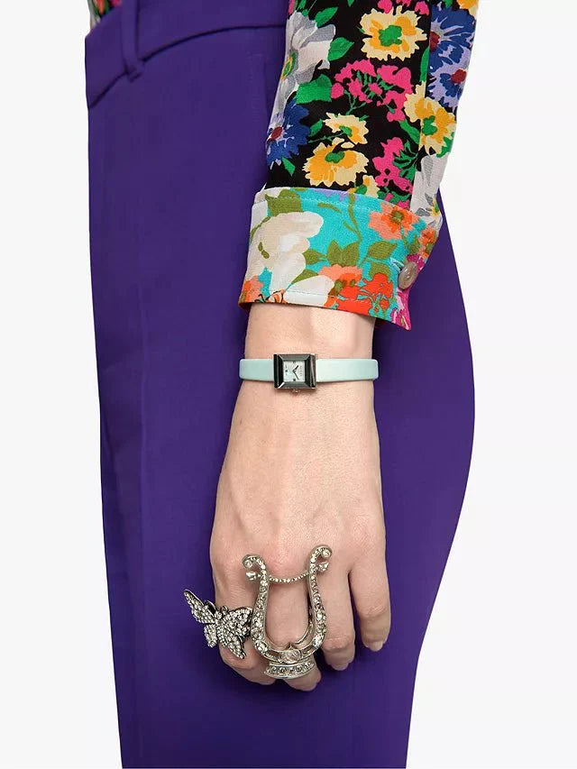  Shop Authentic Gucci G-Frame Pastel Blue Mother of Pearl Dial Blue Leather Strap Watch For Women - YA128531 - Luxxuri