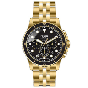  Shop Authentic Fossil FB-01 Chronograph Black Dial Gold Steel Strap Watch for Men - FS5836 - Luxxuri
