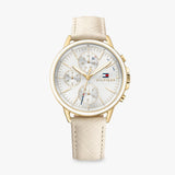  Shop Authentic Tommy Hilfiger Carly Silver Dial Cream Leather Strap Watch for Women - 1781790 - Luxxuri