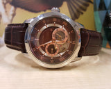 Shop Authentic Bulova Classic Skeleton Automatic Brown Dial Brown Leather Strap Watch for Men - 96A120 - Luxxuri