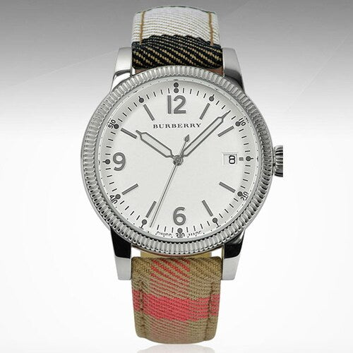  Shop Authentic Burberry Utilitarian White Dial Multicolor Leather Strap Watch for Women - BU7824 - Luxxuri