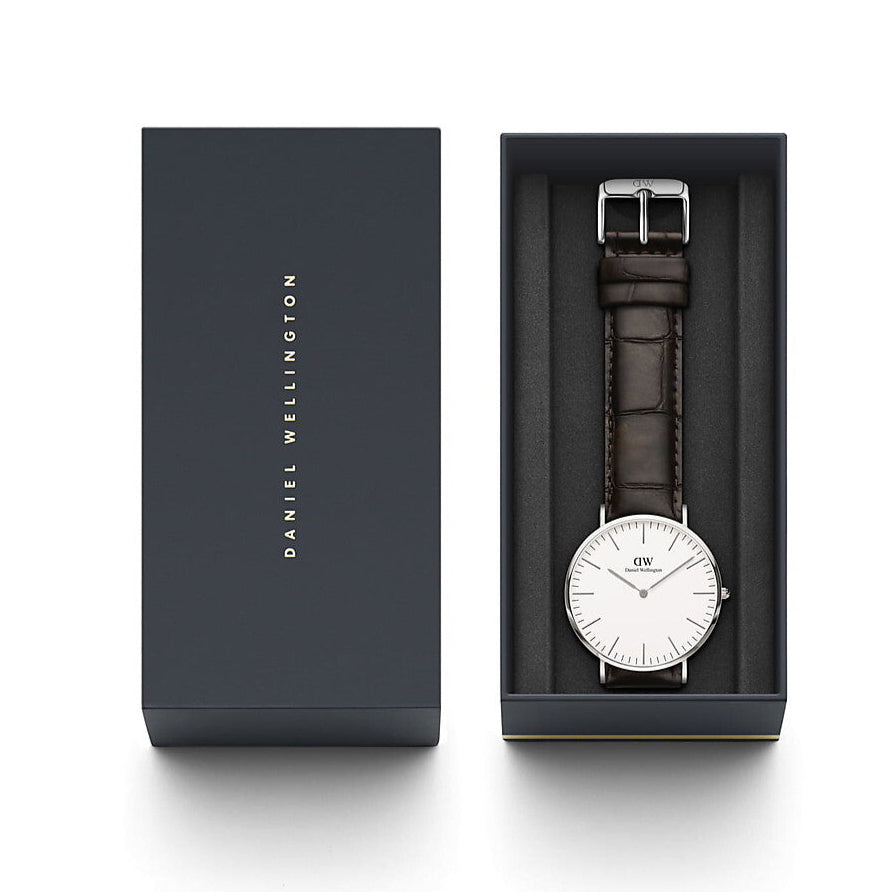  Shop Authentic Daniel Wellington Classic York White Dial Black Leather Strap Watch For Men - DW00100025 - Luxxuri