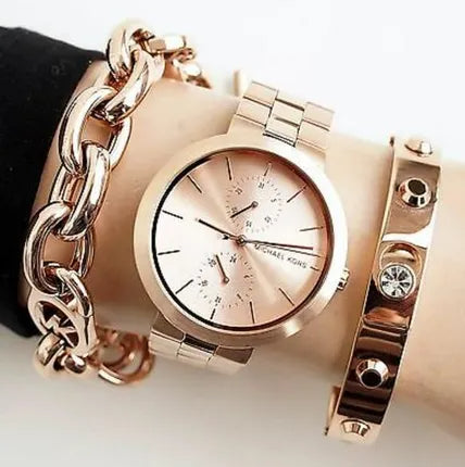  Shop Authentic Michael Kors Garner Quartz Rose Gold Dial Rose Gold Steel Strap Watch For Women - MK6409 - Luxxuri