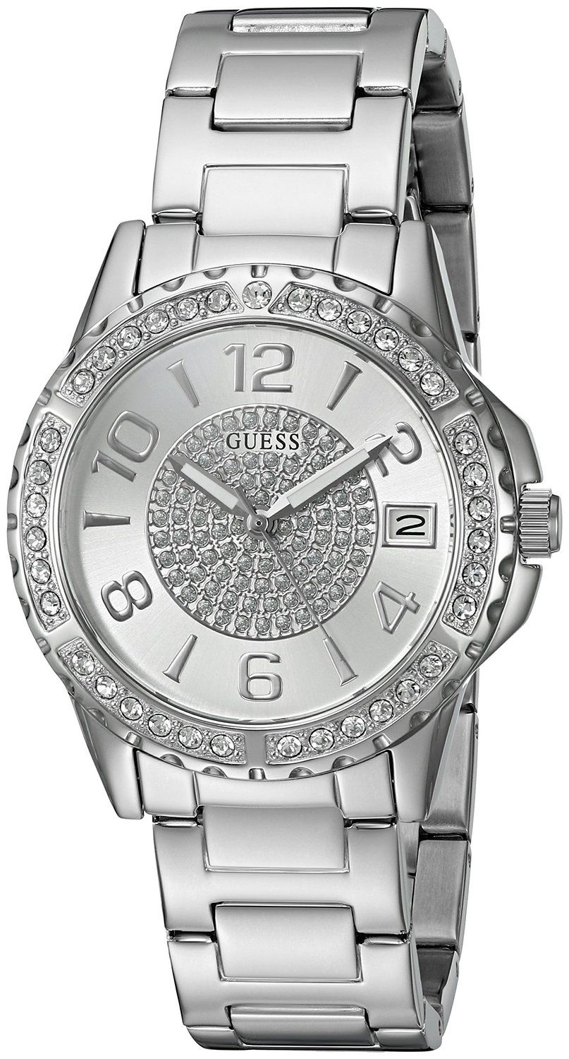 Guess Sassy Multifunction Quartz Silver Dial Silver Steel Strap Watch For Women - W0705L1