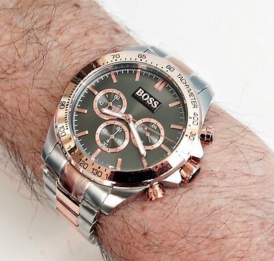  Shop Authentic Hugo Boss Ikon Grey Dial Two Tone Steel Strap Watch for Men - 1513339 - Luxxuri