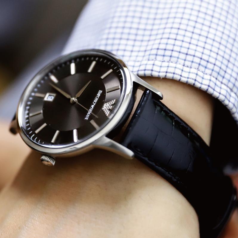  Shop Authentic Emporio Armani Renato Analog Black Dial Black Leather Strap Watch For Men - AR11186 - Luxxuri