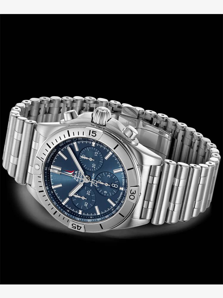  Shop Authentic Breitling Chronomat B01 42 Frecce Tricolori Blue Dial Silver Steel Strap Watch for Men - AB01344A1C1A1 - Luxxuri