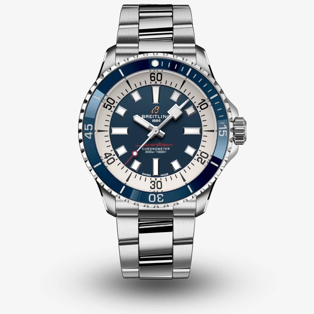  Shop Authentic Breitling Superocean Automatic 42mm Blue Dial Silver Steel Strap Watch for Men - A17375E71C1A1 - Luxxuri