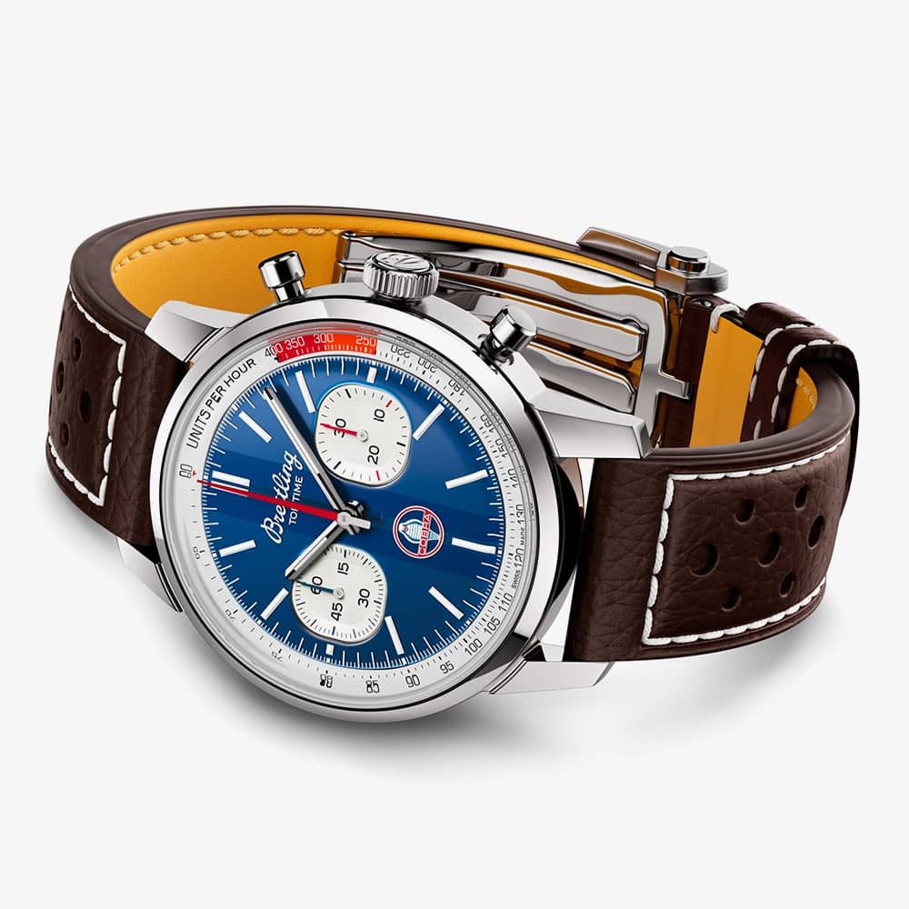  Shop Authentic Breitling Top Time B01 Shelby Cobra Blue Dial Brown Leather Strap Watch for Men - AB01763A1C1X1 - Luxxuri