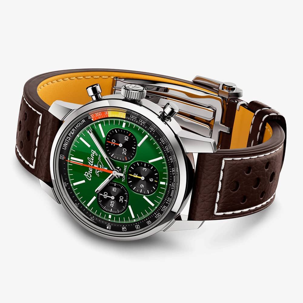  Shop Authentic Breitling Top Time B01 Ford Mustang Green Dial Brown Leather Strap Watch for Men - AB01762A1L1X1 - Luxxuri