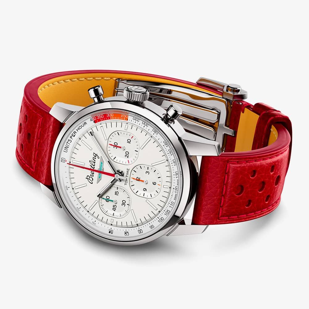  Shop Authentic Breitling Top Time B01 Ford Thunderbird White Dial Red Leather Strap Watch for Men - AB01766A1A1X1 - Luxxuri