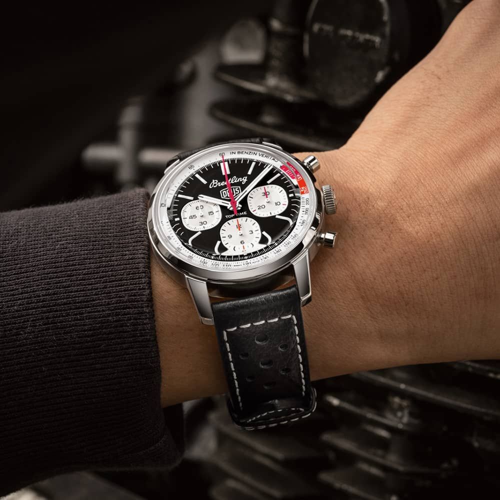  Shop Authentic Breitling Top Time B01 Deus Black Dial Black Leather Strap Watch for Men - AB01765A1B1X1 - Luxxuri