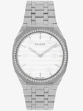  Shop Authentic Gucci 25H Quartz Silver Dial Silver Steel Strap Unisex Watch - YA163407 - Luxxuri