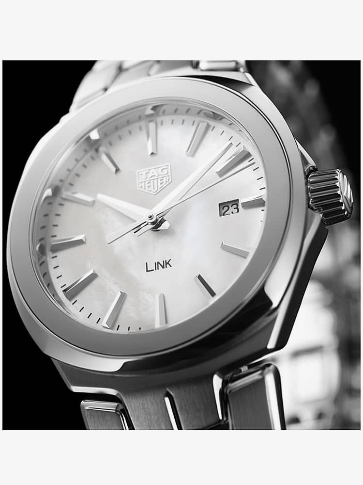  Shop Authentic Tag Heuer Link Quartz Mother of Pearl Dial Silver Steel Strap Watch for Women - WBC1310.BA0600 - Luxxuri