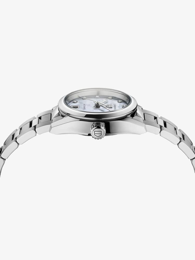  Shop Authentic Tag Heuer Carrera Diamonds Mother of Pearl Dial Silver Steel Strap Watch for Women - WBN2412.BA0621 - Luxxuri