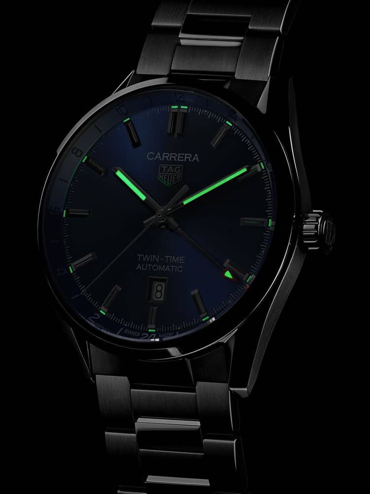  Shop Authentic Tag Heuer Carrera Twin Time Blue Dial Silver Steel Strap Watch for Men - WBN201A.BA0640 - Luxxuri