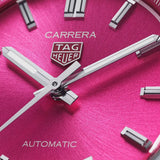  Shop Authentic Tag Heuer Carrera Date Automatic 18K Pink Dial Silver Steel Strap Watch for Women - WBN2313.BA0001 - Luxxuri