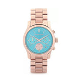  Shop Authentic Michael Kors Runway Chronograph Turquoise Dial Rose Gold Steel Strap Watch For Women - MK6164 - Luxxuri