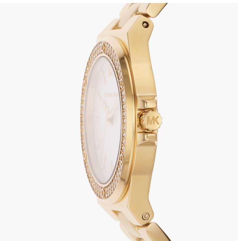  Shop Authentic Michael Kors Lennox Three-Hand Silver Dial Gold Steel Strap Watch For Women - MK7278 - Luxxuri