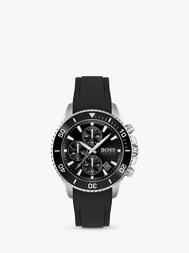  Shop Authentic Hugo Boss Admiral Black Dial Black Silicone Strap Watch for Men - 1513912 - Luxxuri