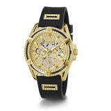  Shop Authentic Guess Queen Quartz Gold Dial Black Silicone Strap Watch For Women - GW0536L3 - Luxxuri