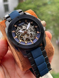  Shop Authentic Fossil Modern Machine Automatic Skeleton Blue Dial Two Tone Steel Strap Watch for Men - ME3133 - Luxxuri