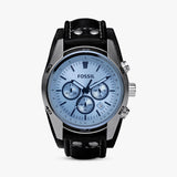  Shop Authentic Fossil Coachman Chronograph Blue Dial Black Leather Strap Watch for Men - CH2564 - Luxxuri