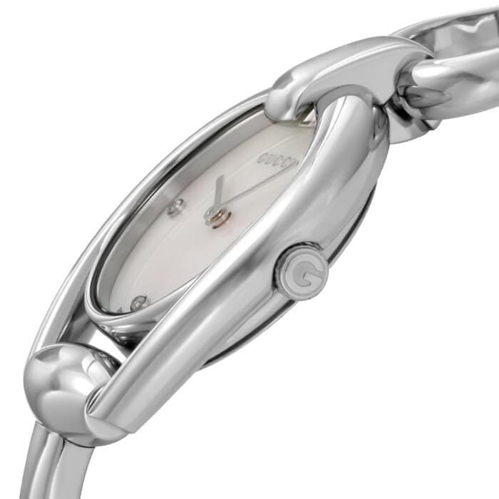  Shop Authentic Gucci Horsebit Collection Diamonds Mother of Pearl Dial Silver Steel Strap Watch For Women - YA139506 - Luxxuri
