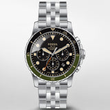  Shop Authentic Fossil FB-01 Chronograph Black Dial Silver Steel Strap Watch for Men - FS5864 - Luxxuri