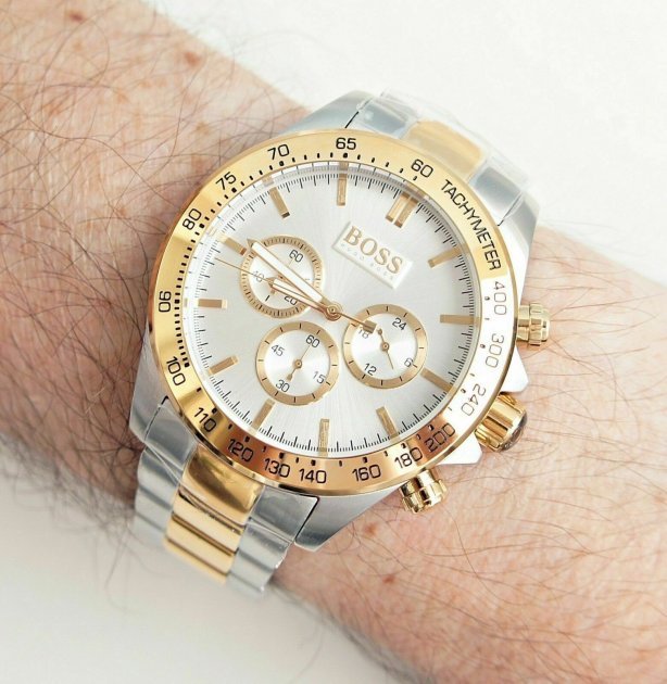  Shop Authentic Hugo Boss Ikon Chronograph Silver Dial Two Tone Steel Strap Watch for Men - 1512960 - Luxxuri